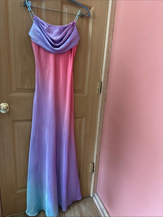 Fiesta Dresses & Skirts - Fiesta Ombre Cowl Neck Satin Prom Dress in Pink and Lavender